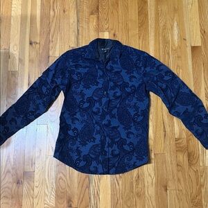 INC International Concepts Navy Floral Velvet Dress Shirt